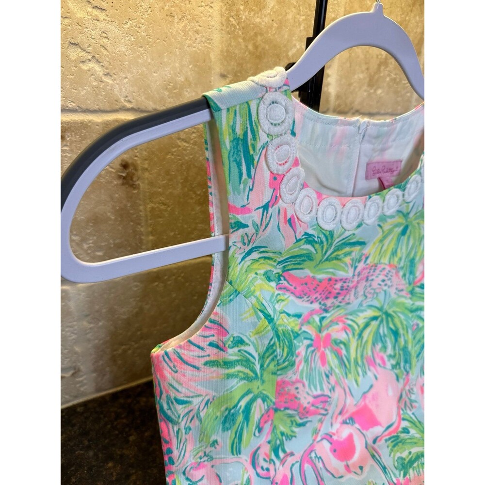 Lilly Pulitzer Girls Mini Lottie Dress One in a Chameleon 12 Tropical Flamingo - Picture 2 of 11